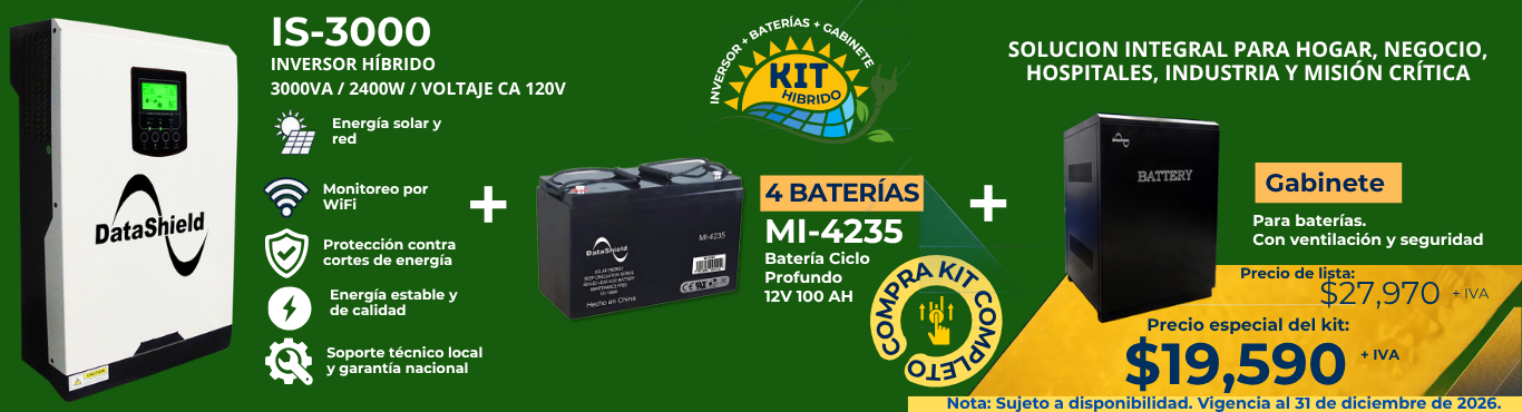 Kit de Almacenamiento de Energía SAE con Inversor Híbrido IN-3000 DataShield